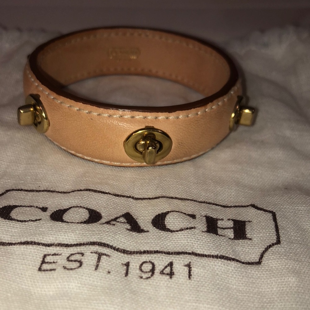Coach leather bracelet,  cream, new
